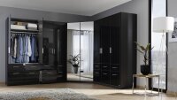 Eck-Kleiderschrank Celle ca. 298x253 cm 14 Schubladen grau hochglanz