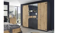 Kleiderschrank NEVADA Eiche Artisan grau metallic 226 cm