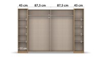 Schwebetürenschrank KRONACH Eiche Artisan Spiegel 269 cm