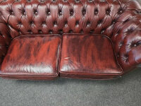 Sofa Chesterfield 3-Sitzer Leder rot 198 cm