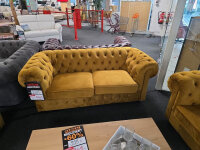 Sofagarnitur 3-teilig Chesterfield Samt safrangelb