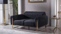 2-Sitzer Sofa SINGAPUR schwarz Gestell gold inkl. Kissen