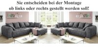 Ecksofa SENTINA L-Sofa Stoff Samtoptik anthrazit inkl....