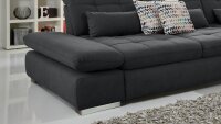 Ecksofa SANTA FE Stoff dunkelgrau mit Sitztiefenverstellung