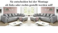 Ecksofa SENTINA L-Sofa Stoff Samtoptik grau inkl. Kissen