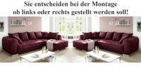 Ecksofa SENTINA L-Sofa Stoff Samtoptik violett inkl. Kissen