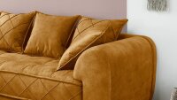 Ecksofa SENTINA L-Sofa Stoff Samtoptik gelb inkl. Kissen