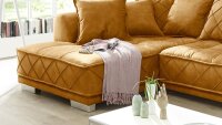 Ecksofa SENTINA L-Sofa Stoff Samtoptik gelb inkl. Kissen